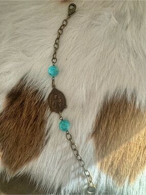 Turquoise Bead St. Anthony Religious Medal Bracelet - Women Jewelry